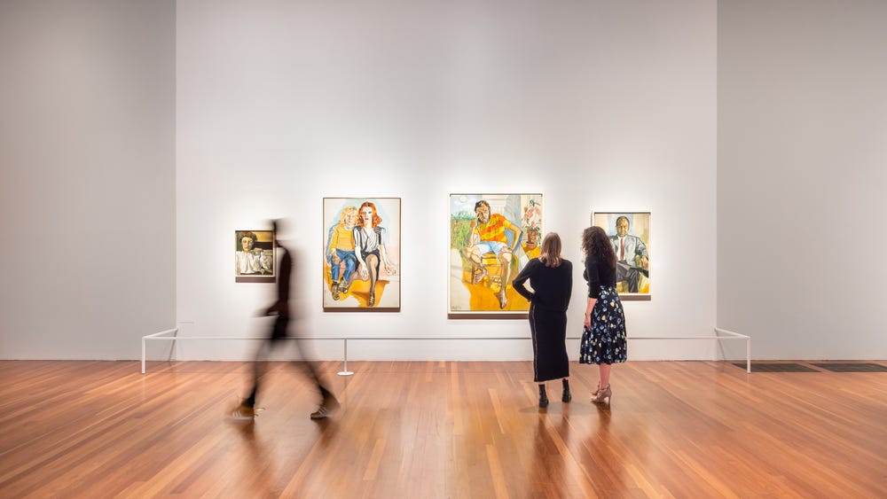 people in Alice Neel exhibition at the de Young