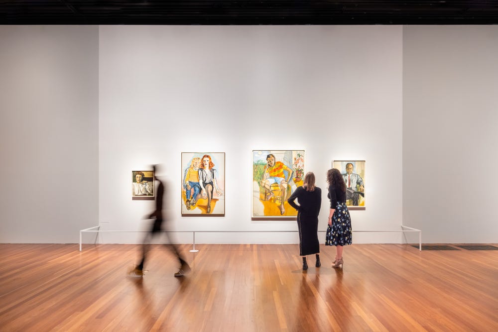 people in Alice Neel exhibition at the de Young