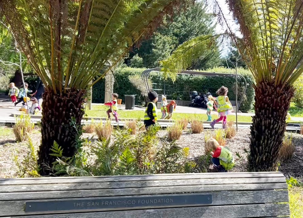Children playing in the Garden of Enchantment at the de Young museum