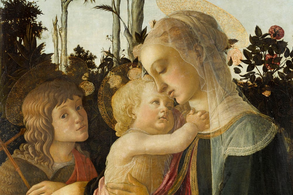 Virgin and child with onlookers