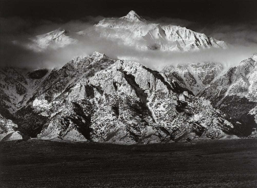Ansel Adams photograph of snowcapped range