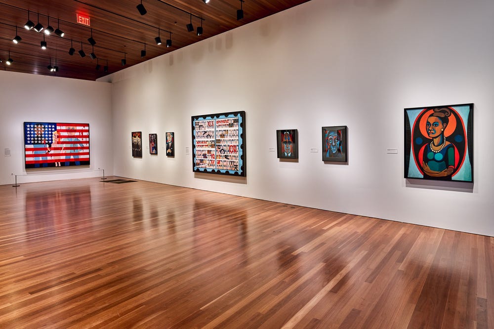 Faith Ringgold artworks installed at the de Young museum
