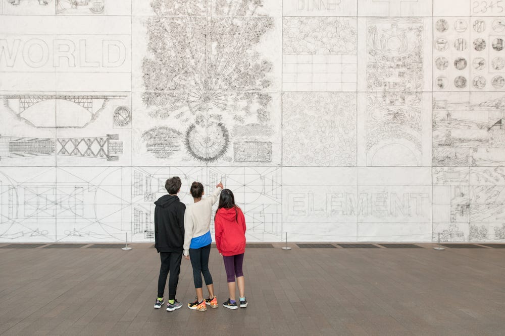 young adults looking at artwork in de Young museum