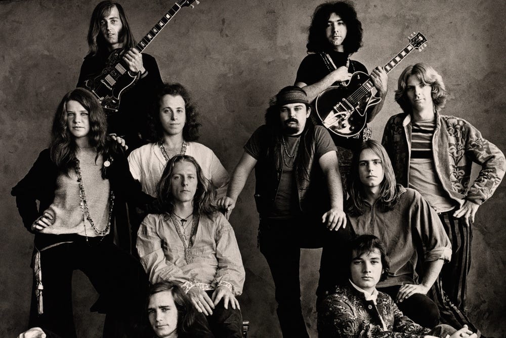 Rock groups posing for a portrait by Irving Penn