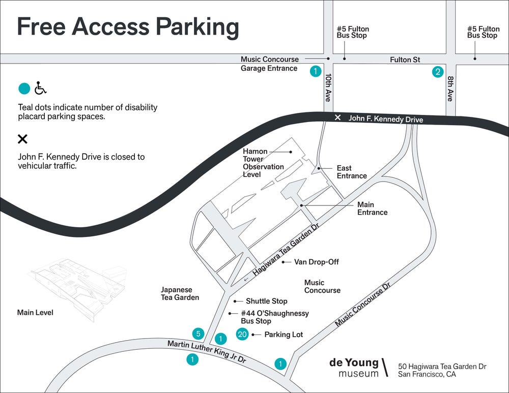 de Young access parking map