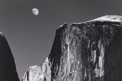 Black and white photograph of Yosemite by Ansel Adams