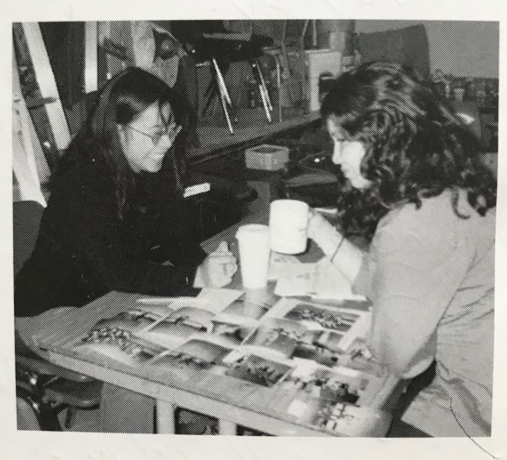 Black and white photo of Elaine Chu and Marina Perez-Wong