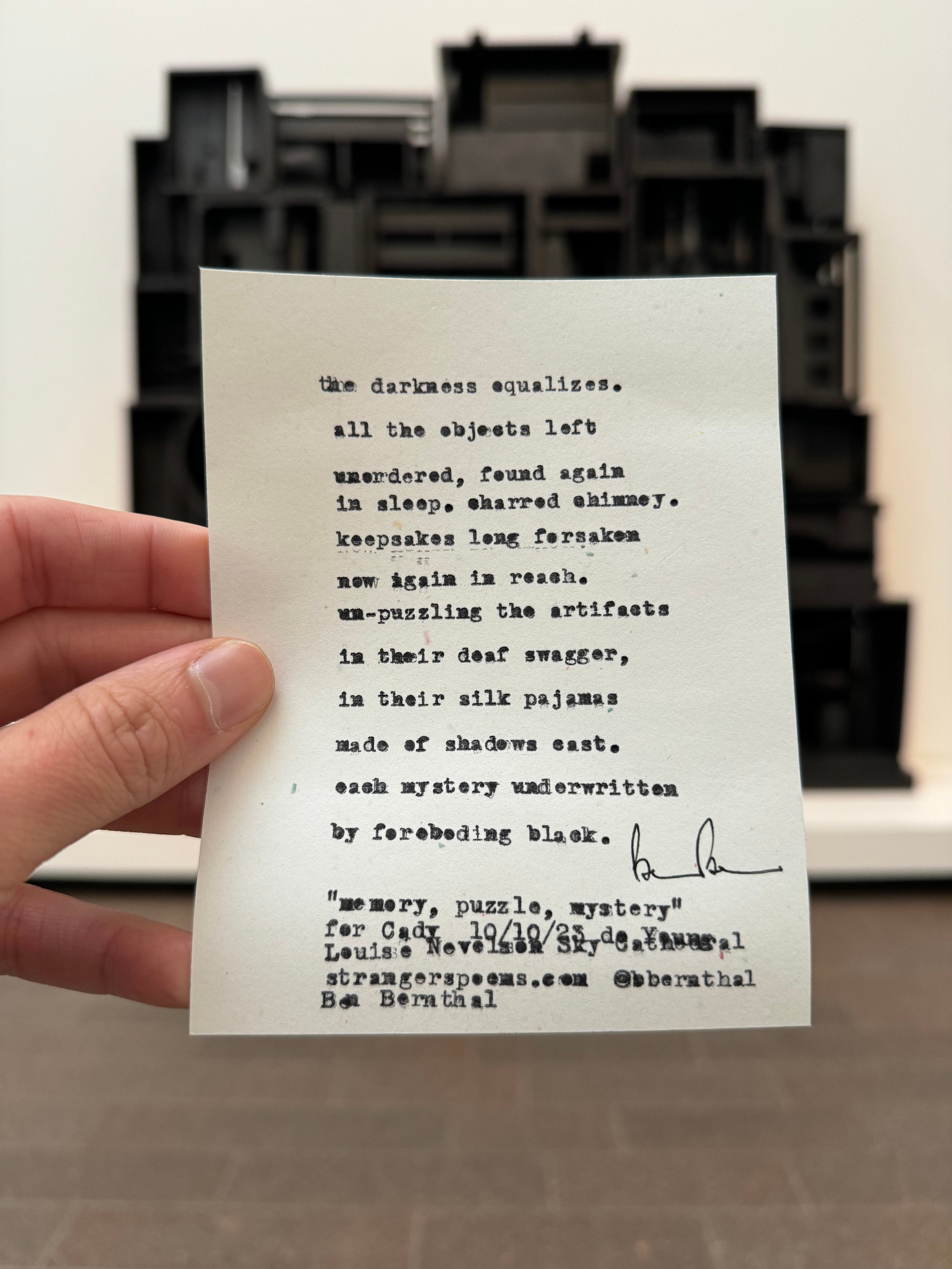Typewritten poem by Ben Bernthal