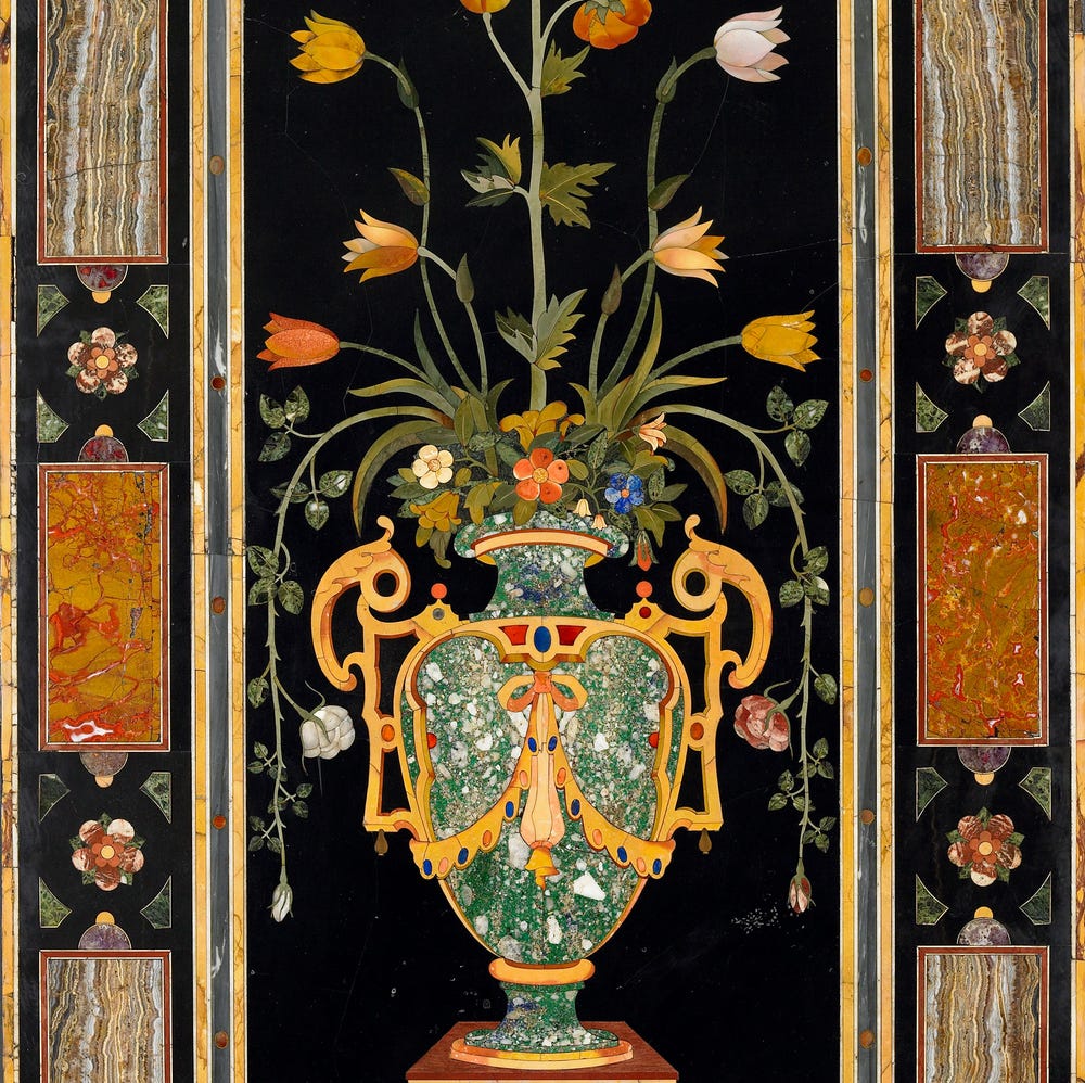 Panel with a Vase of Flowers, 1600–1650, Florence, Italy