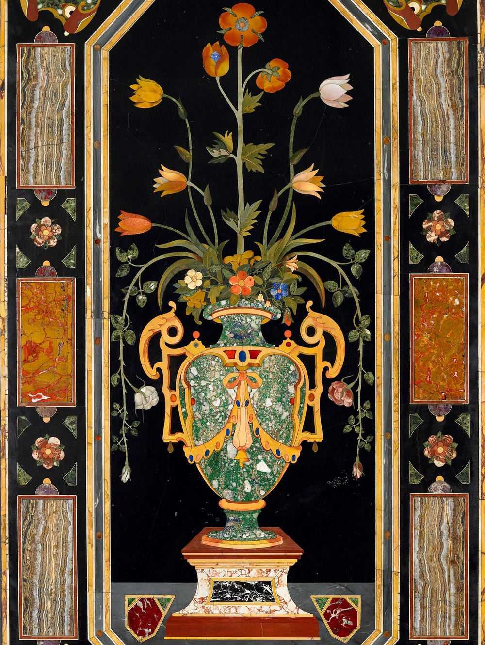 Panel with a Vase of Flowers, 1600–1650, Florence, Italy