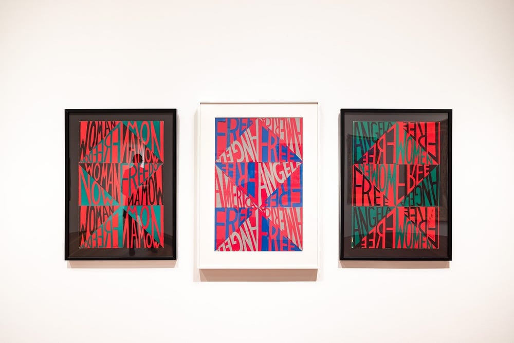 three Faith Ringgold posters in de Young museum exhibition installation