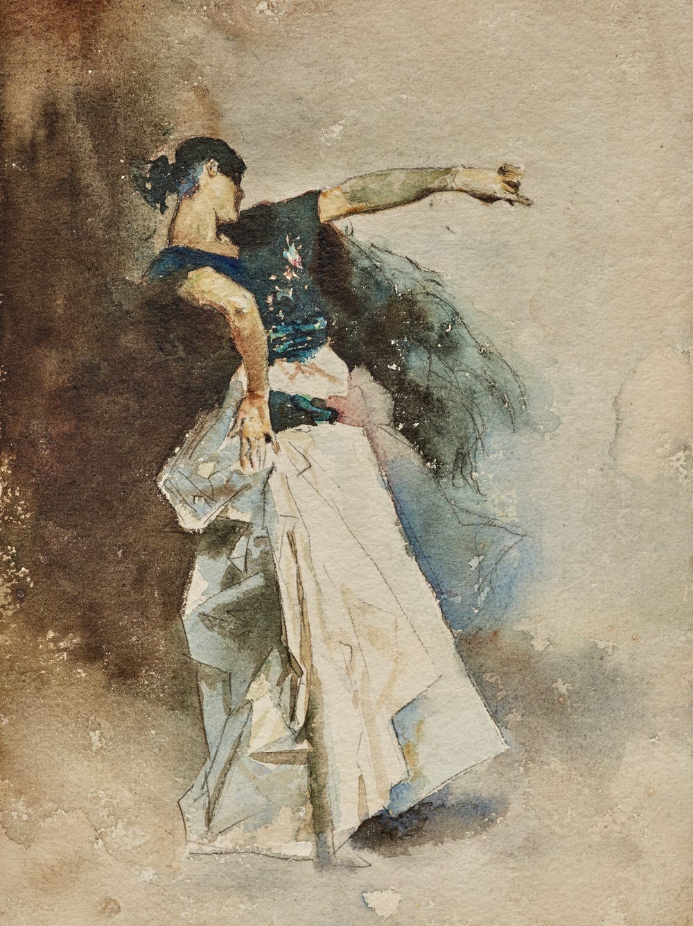 Dancer with arms and dress in motion