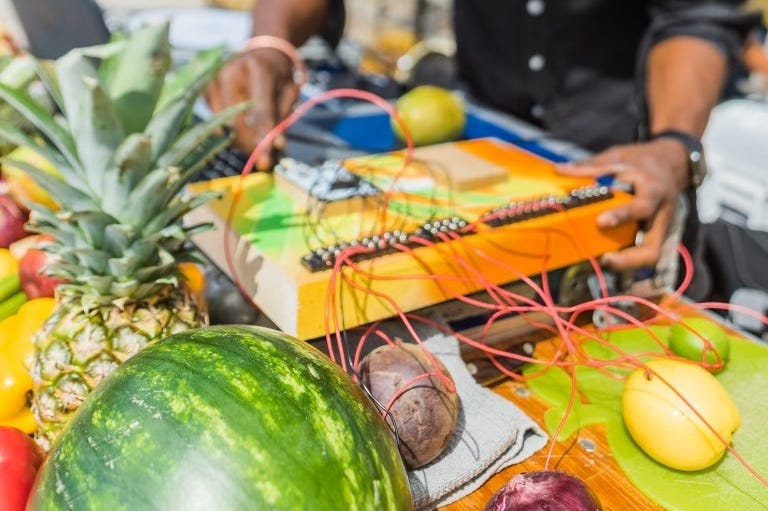 Making music with fruits and vegetables