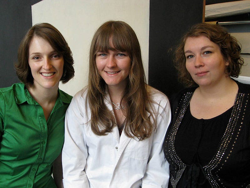 Three interns in the FAMSF conservation department