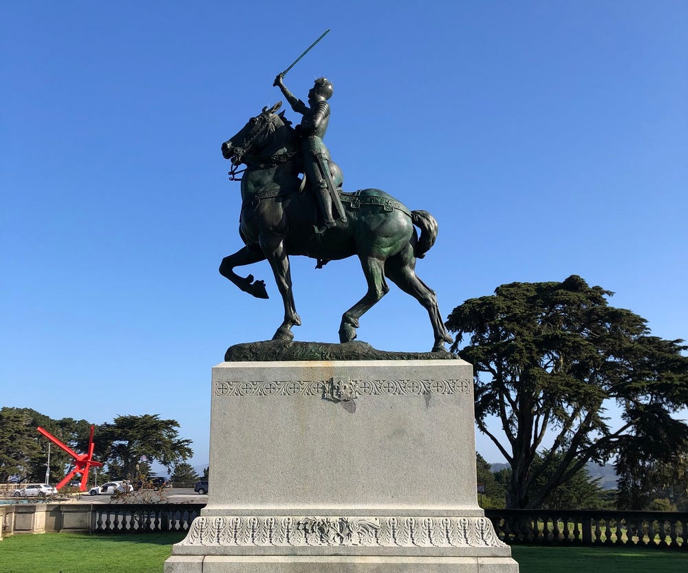 Joan of Arc sculpture in a park