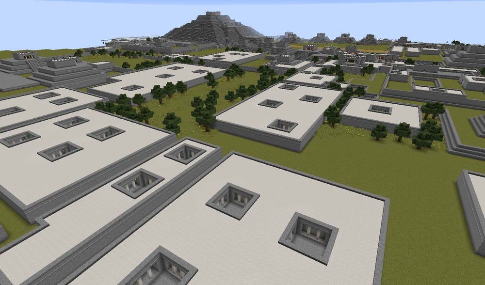 “Generic” Teotihuacan buildings in Minecraft