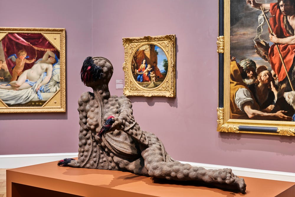 Installation view from Wangechi Mutu: I Am Speaking, Are You Listening?, Legion of Honor, San Francisco, 2021. Photograph by Randy Dodson, courtesy of the Fine Arts Museums of San Francisco