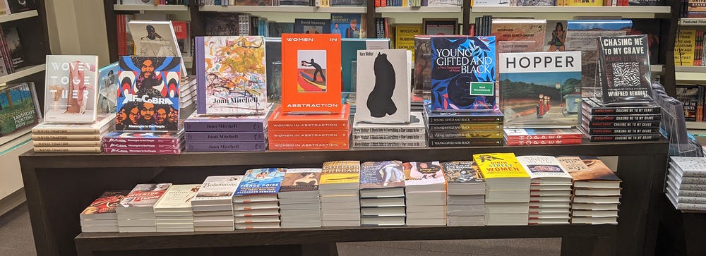 books lined up on a table