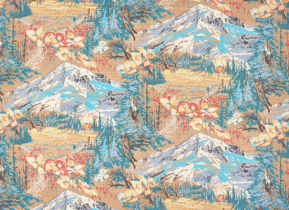 textile with mountains