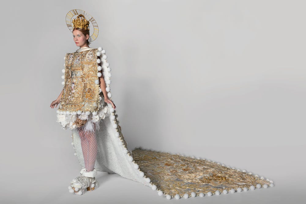 model wearing gown designed by Guo Pei