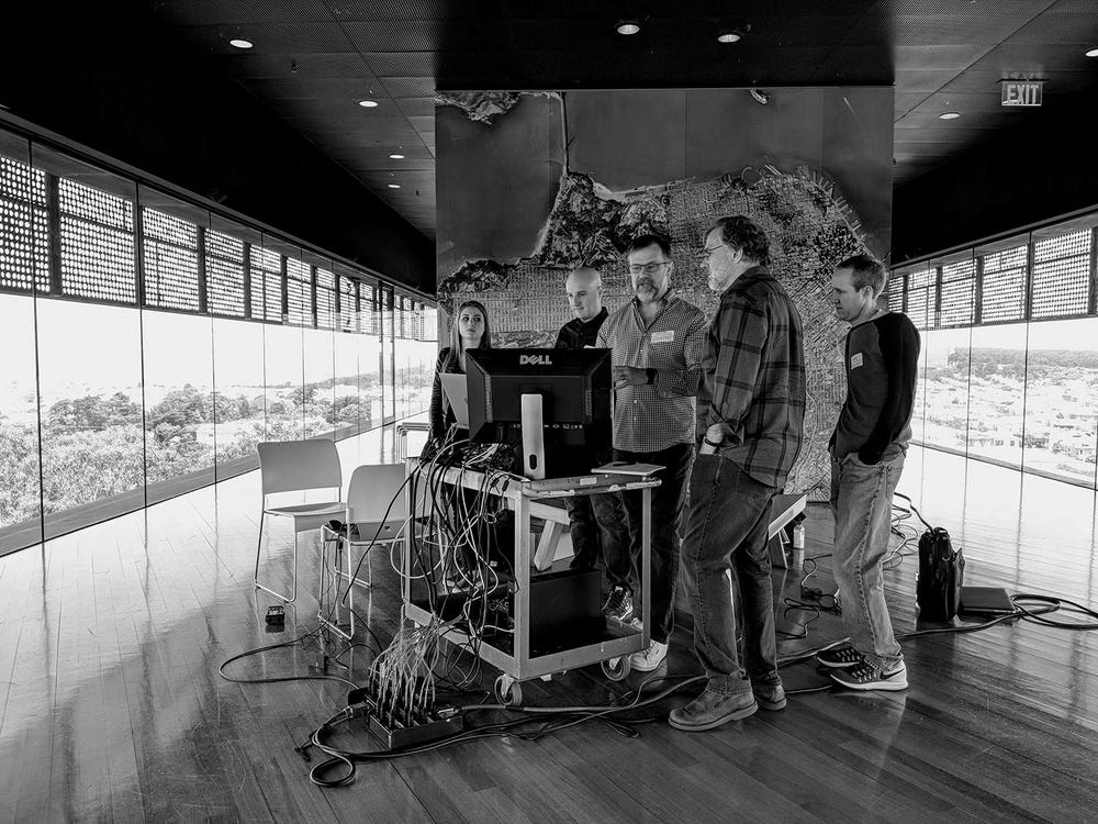 The Skywalker Sound team setting up in Hamon Tower.