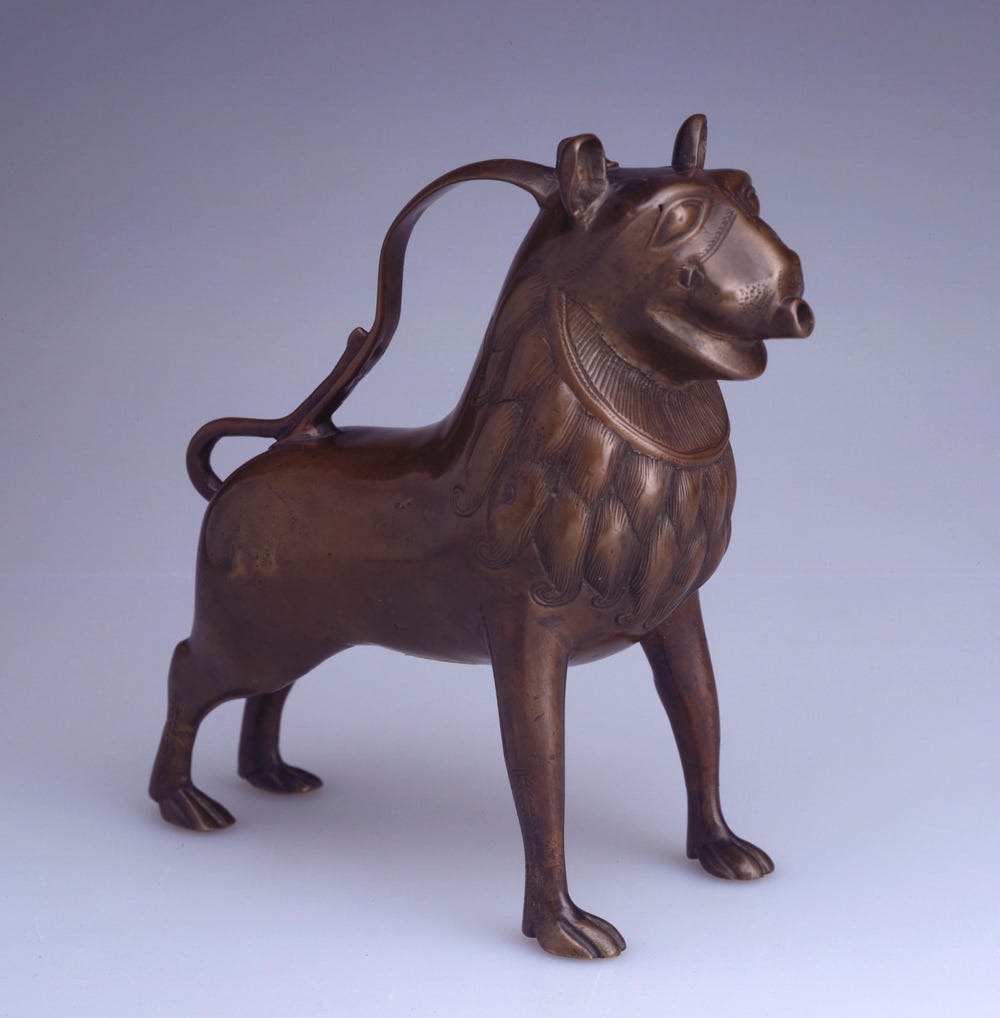 Aquamanile (ewer) in the shape of a lion