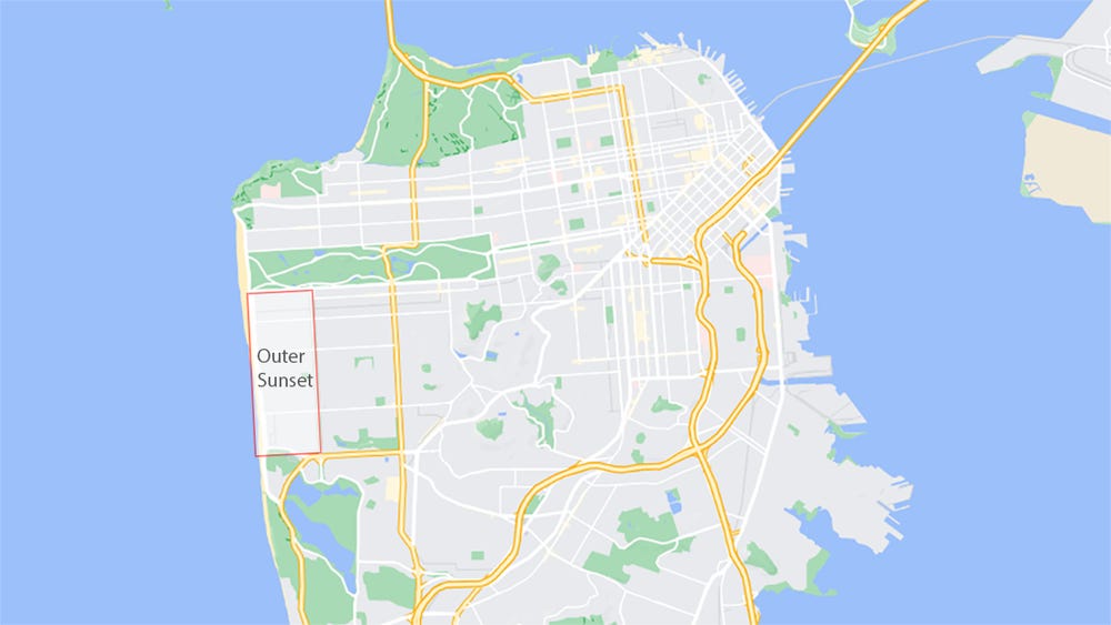 map of san francisco showing outer sunset
