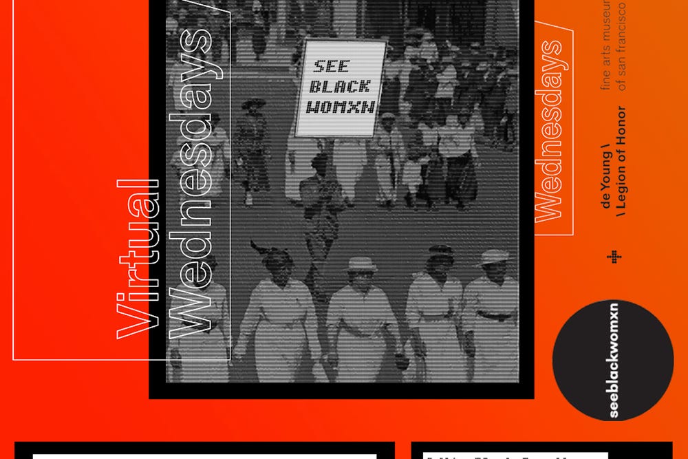 Red, black, and white poster for SeeBlackWomxn events