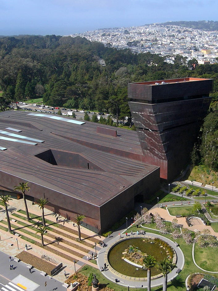 Aerial view of the de Young