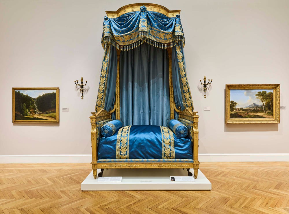 The Talleyrand Bed installed at the Legion of Honor.