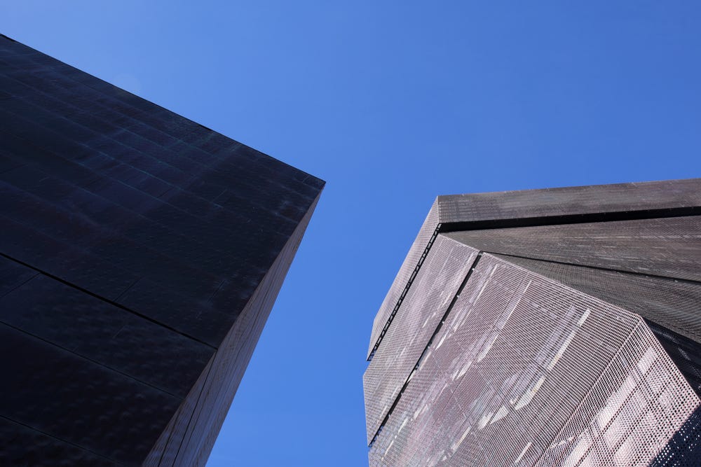Museum building against a blue sky