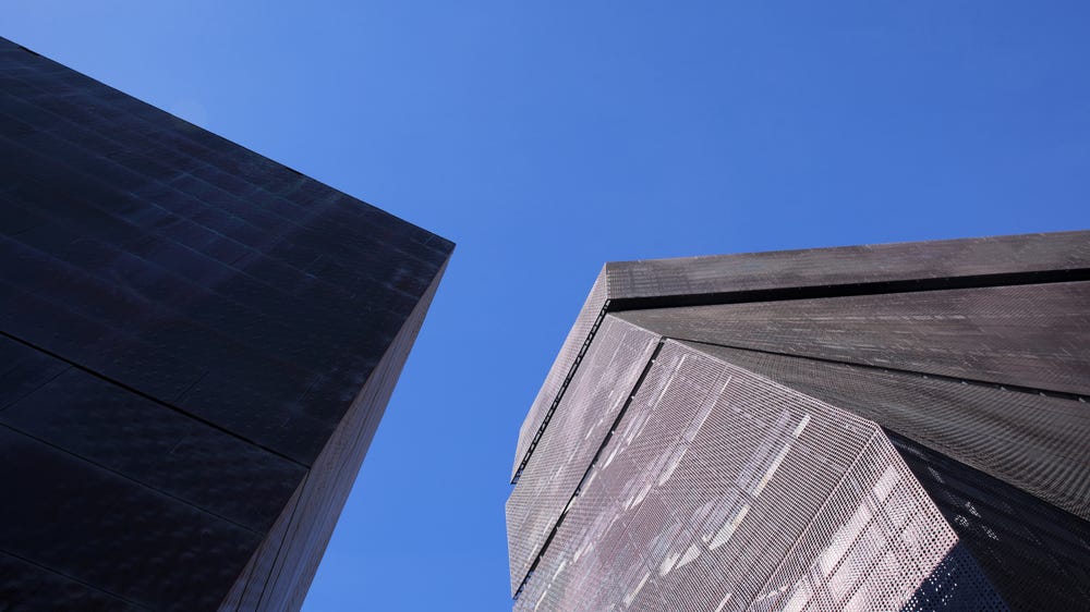 Museum building against a blue sky