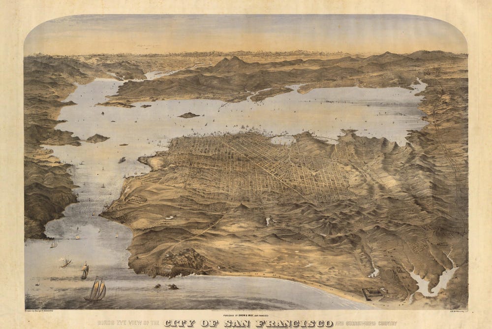 1868 bird’s-eye view of San Francisco