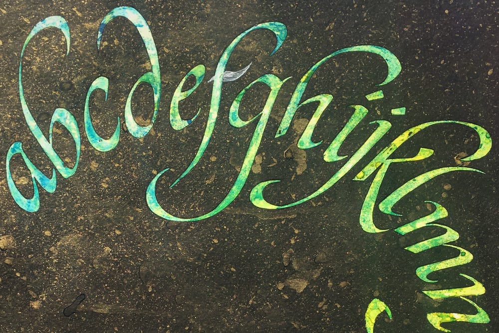 Lime alphabet calligraphy