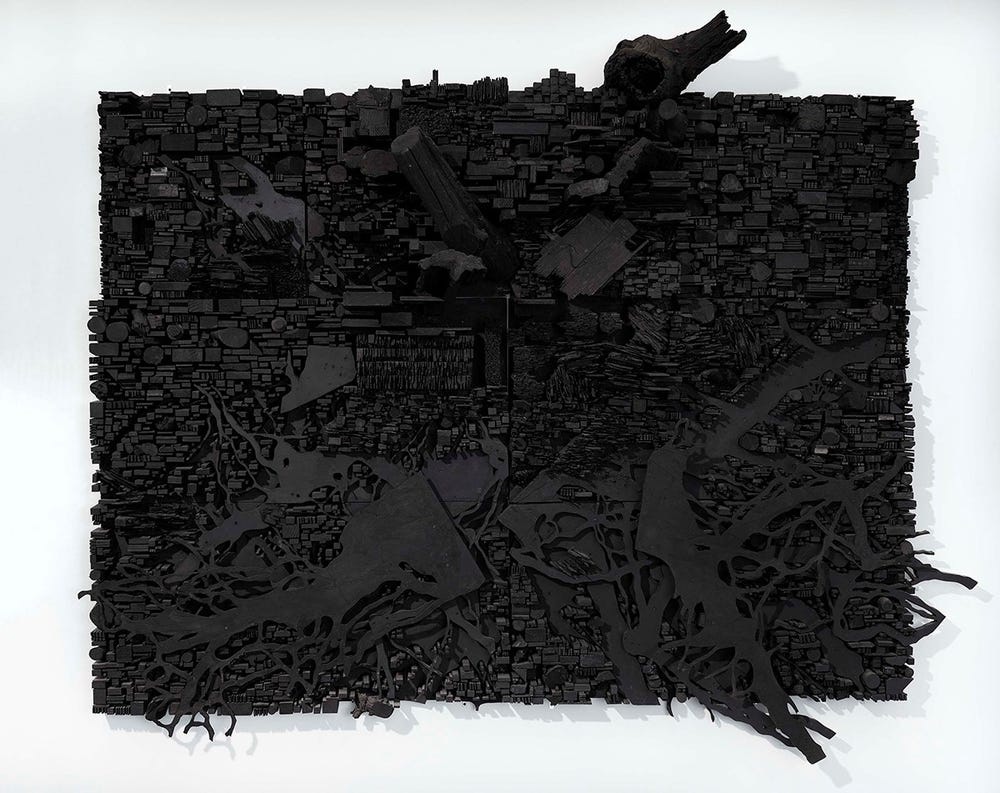 black 3-D rectangular wall artwork