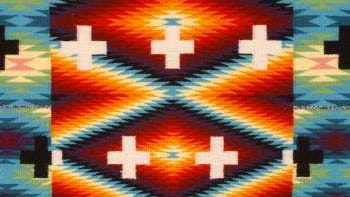 Blue and red diamond pattern with white crosses.