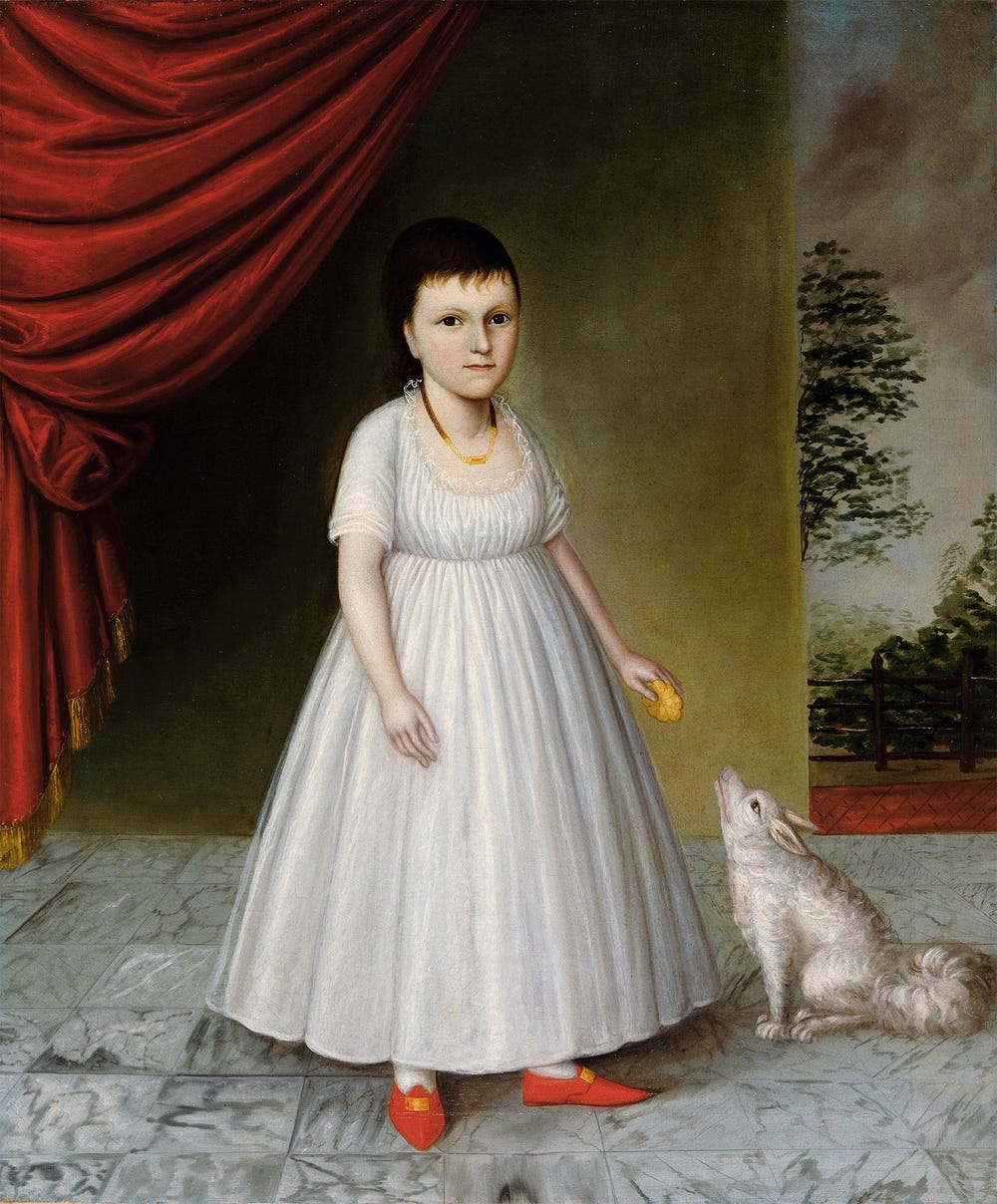 portrait of a girl and a dog