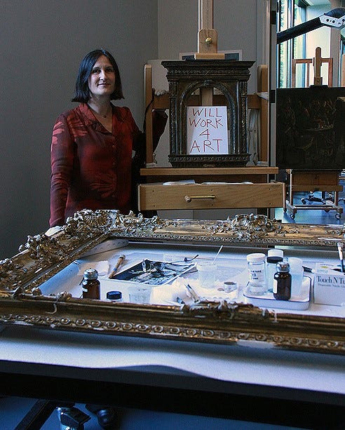 associate frames conservator Natasa Morovic at the Fine Arts Museums