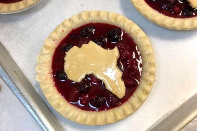 Uhuru pies with crust in the shape of Africa