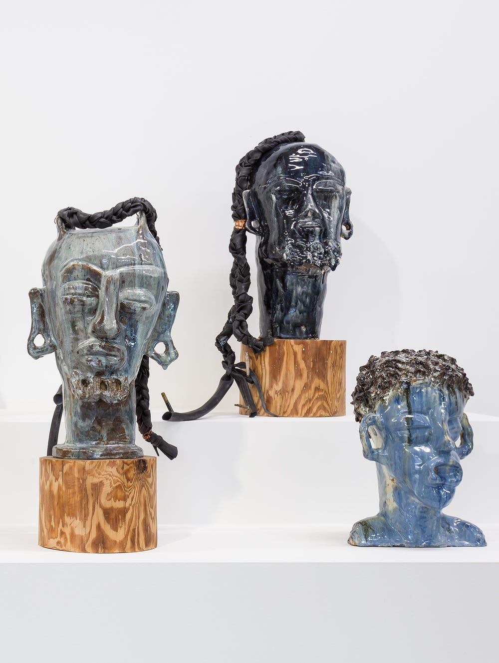 Sculptures by Leilah Babirye displayed in a gallery