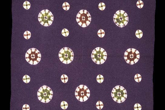 Mat with colorful repeating circular pattern