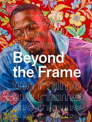 Kehinde Wiley painting with Beyond the Frame text overlay