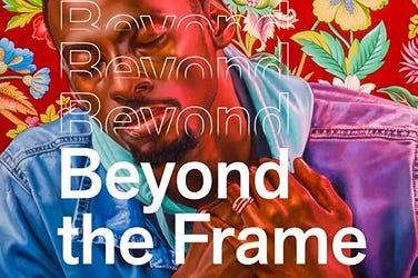 Kehinde Wiley painting with Beyond the Frame text overlay