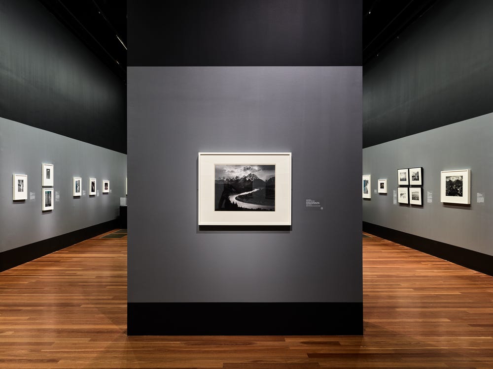 Ansel Adams in Our Time artworks in de Young museum gallery